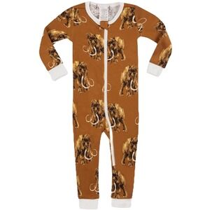 MILKBARN Baby 3 6 Mos Organic Cotton Mammoth Brown Pajamas Zipper 1pc Sleeper‎